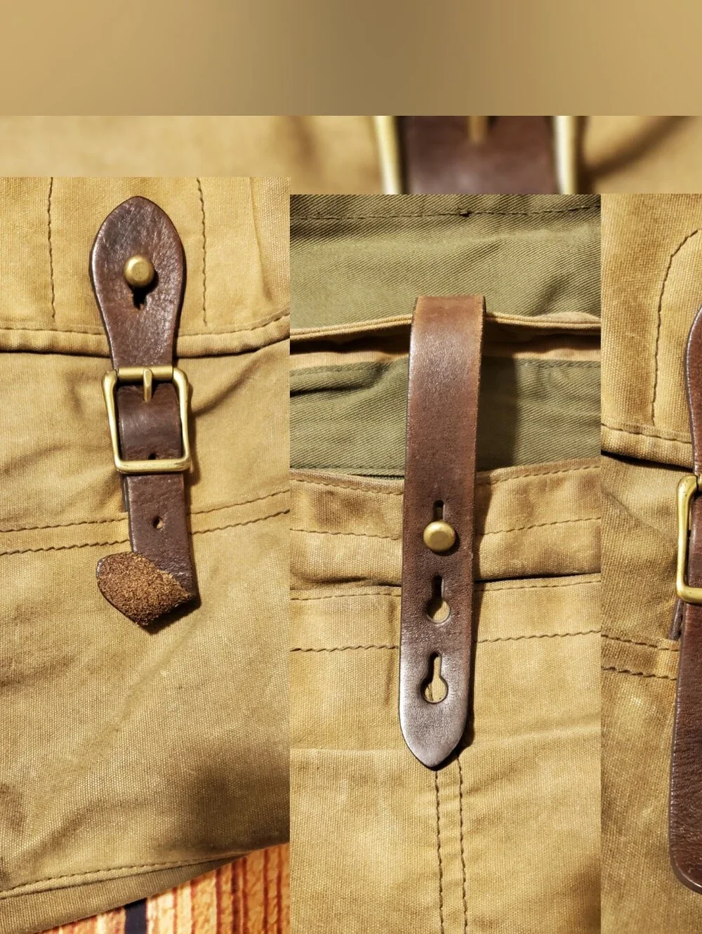 J.Crew Khaki Messenger Bag - Abingdon Waxed Canvas Leather Trim 51657 Rugged